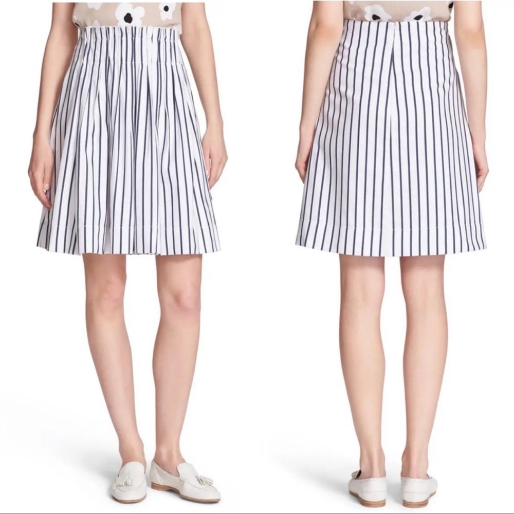 Kate Spade New York Broome Street White Blue Stripped Cotton Skirt Sz 6
